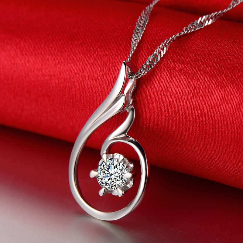 Solid 18K Gold 0.05ct Natural Diamond Pendant Necklace for Women - Free DHL Shipping