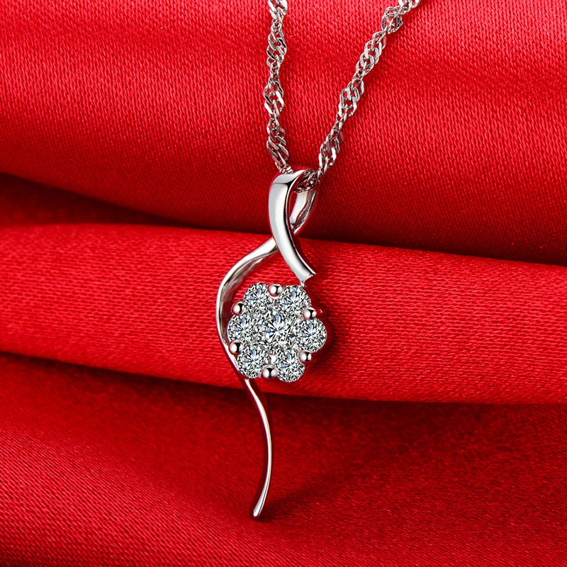 Solid 18K Gold 0.08+0.12ct Natural Diamond Pendant Necklace for Women - Free DHL Shipping