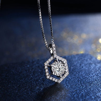 Solid 18K Gold 0.15ct+0.15ct Natural Diamond Pendant Necklace for Women - Free DHL Shipping