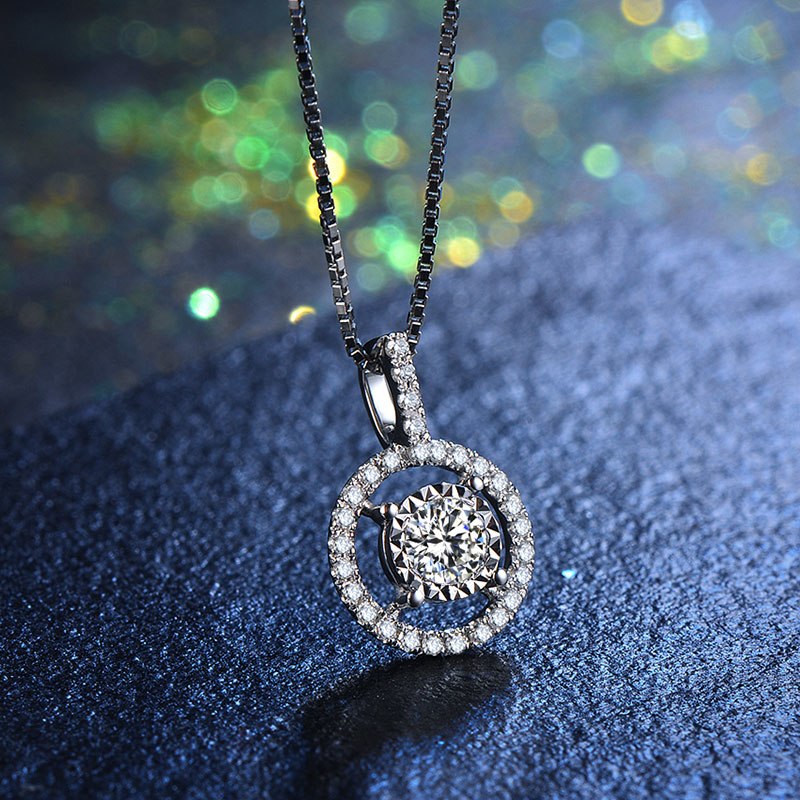 Solid 18K Gold 0.15ct+0.1ct Natural Diamond Pendant Necklace for Women - Free DHL Shipping