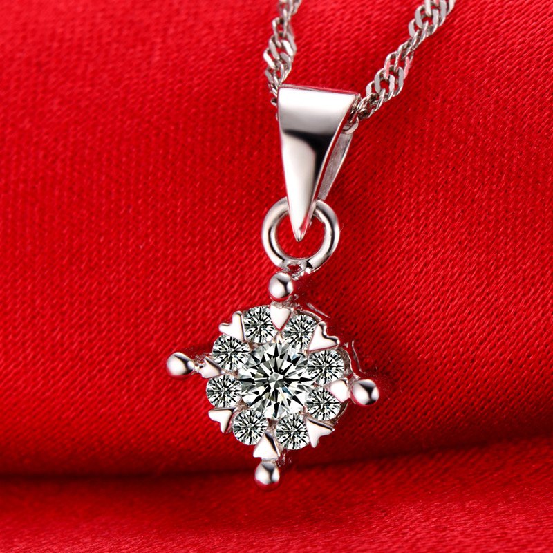 Solid 18K Gold 0.16ct+0.16ct Natural Diamond Pendant Necklace for Women - Free DHL Shipping