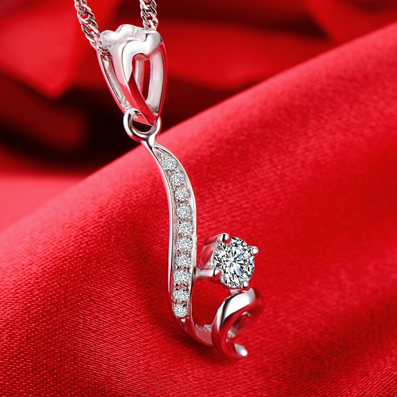 Solid 18K Gold 0.16ct Natural Diamond Pendant Necklace for Women - Free DHL Shipping