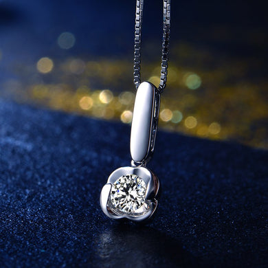 Solid 18K Gold 0.1ct Natural Diamond Pendant Necklace for Women - Free DHL Shipping