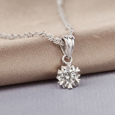Solid 18K Gold 0.1ct Natural Diamond Pendant Necklace for Women - Free DHL Shipping