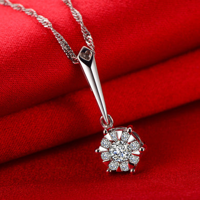 Solid 18K Gold 0.22ct+0.17ct Natural Diamond Pendant Necklace for Women - Free DHL Shipping