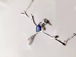 Solid 18K Gold 0.28ct Genuine Sapphire Pendant Necklace with 0.033ct Diamond Encrusted Wedding Engagement sapphire-jewelry