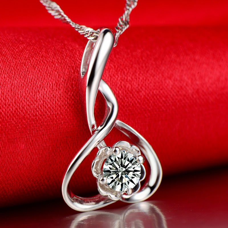 Solid 18K Gold 0.28ct Natural Diamond Pendant Necklace for Women - Free DHL Shipping