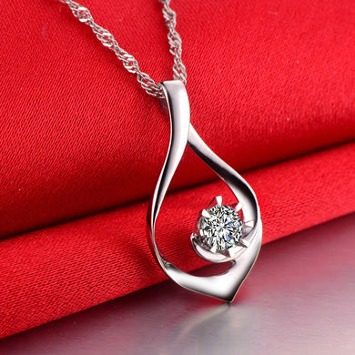 Solid 18K Gold Natural 0.16ct Diamond Pendant Necklace for Women - Free DHL Shipping