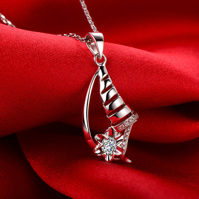 Solid 18K Gold Natural Diamond Pendant Necklace for Women - Free DHL Shipping