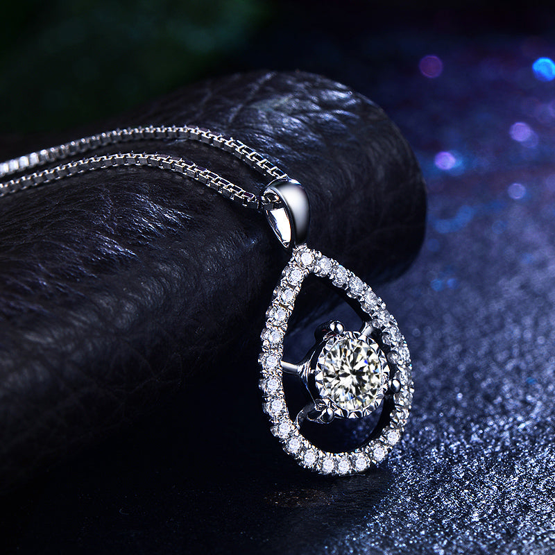 Solid 18K Gold Natural Diamond Pendant Necklace for Women - Free DHL Shipping