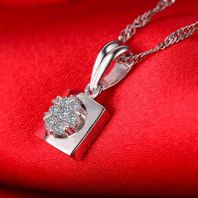 Solid 18K Gold Natural Diamond Pendant Necklace for Women - Free DHL Shipping