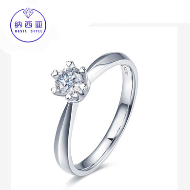 Solid 18K Gold Solitaire Natural Round Diamond Rings for Women Heart Wedding Engagement Jewelry Brilliance Valentines d gift