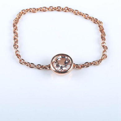 Solid 18k Rose Gold 1/4CT Natural Morganite Engagement Wedding Chain Women Ring Unique Fine Jewelry