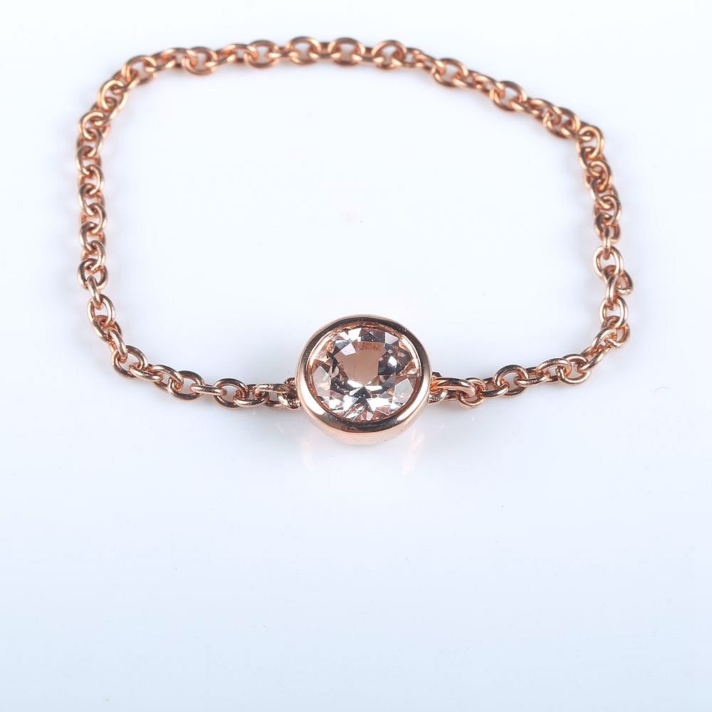 Solid 18k Rose Gold 1/4CT Natural Morganite Engagement Wedding Chain Women Ring Unique Fine Jewelry
