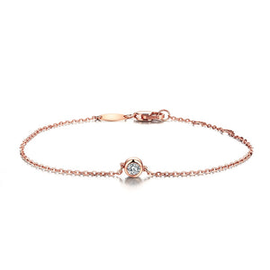 Solid 18k Rose Gold SI/H Full Cut Natural Diamonds Women Bracelet Chain Engagement Wedding Party Trendy Fine Jewelry
