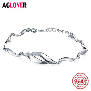 Solid 925 Sterling Silver Bracelets Female Simple Rotation Jewelry Girl Fashion Temperament Couple Jewelry Silver