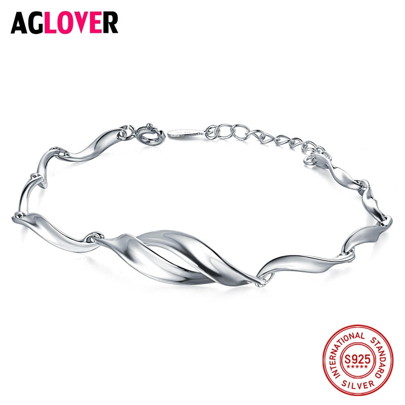 Solid 925 Sterling Silver Bracelets Female Simple Rotation Jewelry Girl Fashion Temperament Couple Jewelry Silver