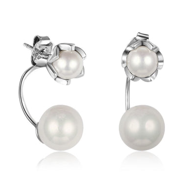 Solid 925 Sterling Silver Stud Earrings Fashion Simulated Pearl Earrings Women Jewelry Romantic Wedding Lover Gifs(EA102014)
