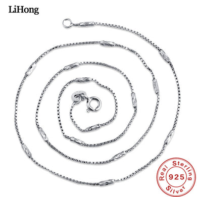 Solid Silver 100% 925 Sterling Silver Necklace Box Chain Car Flower Bead Silver Woman Necklace Jewelry 18 Inch