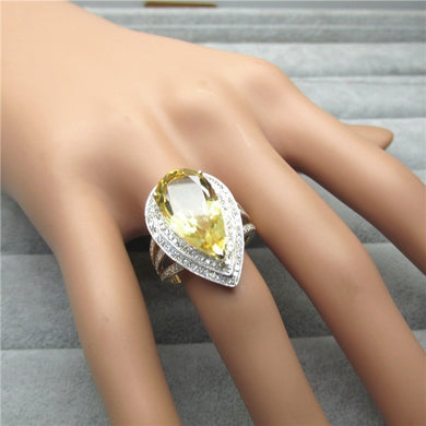 Solid14kt Yellow Gold Diamond Engagement Wedding Yellow Citrine Gemstine Ring