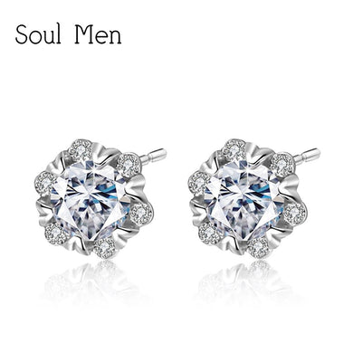 Soul Real Orecchini in argento sterling 925 per ragazze Bling Orecchini classici in pietra tagliata con zirconi cubici Gioielli brinco per orecchio sensibile da donna 