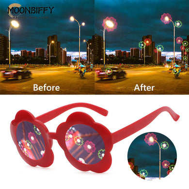 Special Effects Glasses Watch The Lights Change To Heart/Sunflower Shape At Night Glasses Party Club Sunglasses Festival Gift