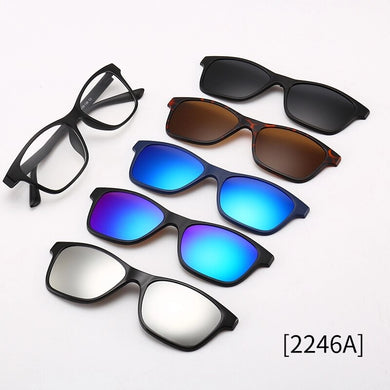 Sport Outdoor Clip on Glasses 5 in 1 Swappable Magnetic Polarized Sunglasses