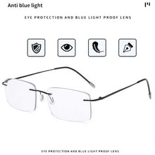 Load image into Gallery viewer, Sports Photochromic Multifocal Rimless Reading Glasses Men Women Progressive Anti-Blue Light Ultralight Presbyopic Eyeglasses