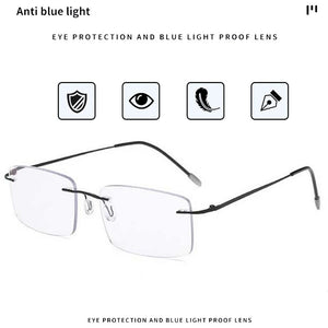 Sports Photochromic Multifocal Rimless Reading Glasses Men Women Progressive Anti-Blue Light Ultralight Presbyopic Eyeglasses