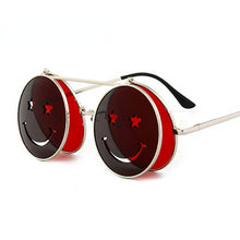 Load image into Gallery viewer, Spring Hinge Glasses Cute Smiling Face Women Folding Punk Sunglasses Unique Men Double Lens Tinted Steampunk Glasses UV400
