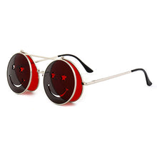 Load image into Gallery viewer, Spring Hinge Glasses Cute Smiling Face Women Folding Punk Sunglasses Unique Men Double Lens Tinted Steampunk Glasses UV400