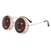Load image into Gallery viewer, Spring Hinge Glasses Cute Smiling Face Women Folding Punk Sunglasses Unique Men Double Lens Tinted Steampunk Glasses UV400