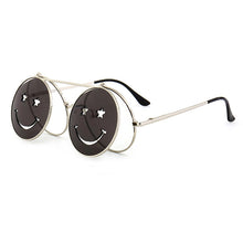 Load image into Gallery viewer, Spring Hinge Glasses Cute Smiling Face Women Folding Punk Sunglasses Unique Men Double Lens Tinted Steampunk Glasses UV400