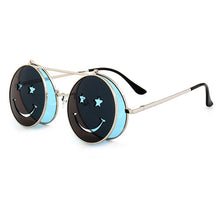 Load image into Gallery viewer, Spring Hinge Glasses Cute Smiling Face Women Folding Punk Sunglasses Unique Men Double Lens Tinted Steampunk Glasses UV400