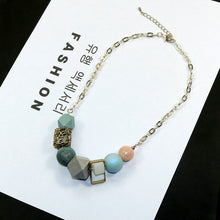 Load image into Gallery viewer, Spring New Fashion Personality Woman Necklace Geometric Wood Beads Pendant Necklaces Short Chain Trendy Accessories Jewelry