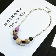 Load image into Gallery viewer, Spring New Fashion Personality Woman Necklace Geometric Wood Beads Pendant Necklaces Short Chain Trendy Accessories Jewelry