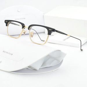 Square 2023 Korean brand design Eyeglasses frames HAVANA Women Men titanium Eyewear Frames For Reading Myopia Prescription lens