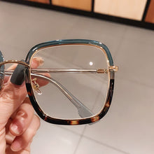 Carica l&#39;immagine nel visualizzatore di Gallery, Square Anti-blue Light Eyeglasses For Women Alloy Leopard Oversize Computer Myopia Glasses Frame Female
