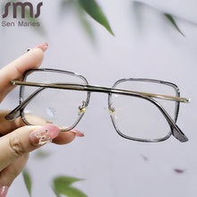 Carica l&#39;immagine nel visualizzatore di Gallery, Montature per occhiali da vista quadrati anti-blu Montature per occhiali da donna TR90 Montatura per miopia retrò trasparente Lady UV400