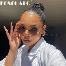Load image into Gallery viewer, Square Brown Vintage Sunglasses Women  Brand Small Rectangle Sun Glasses Female Gradient Shades Rimless Oculos De Sol
