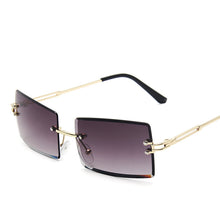 Load image into Gallery viewer, Square Brown Vintage Sunglasses Women  Brand Small Rectangle Sun Glasses Female Gradient Shades Rimless Oculos De Sol
