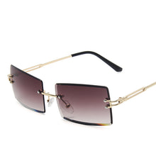 Load image into Gallery viewer, Square Brown Vintage Sunglasses Women  Brand Small Rectangle Sun Glasses Female Gradient Shades Rimless Oculos De Sol