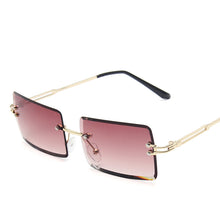 Load image into Gallery viewer, Square Brown Vintage Sunglasses Women  Brand Small Rectangle Sun Glasses Female Gradient Shades Rimless Oculos De Sol
