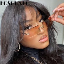 Load image into Gallery viewer, Square Brown Vintage Sunglasses Women  Brand Small Rectangle Sun Glasses Female Gradient Shades Rimless Oculos De Sol