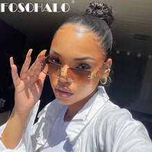 Load image into Gallery viewer, Square Brown Vintage Sunglasses Women  Brand Small Rectangle Sun Glasses Female Gradient Shades Rimless Oculos De Sol