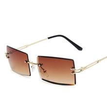Load image into Gallery viewer, Square Brown Vintage Sunglasses Women  Brand Small Rectangle Sun Glasses Female Gradient Shades Rimless Oculos De Sol