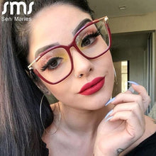 Carica l&#39;immagine nel visualizzatore di Gallery, Montature per occhiali ultraleggeri quadrati Cat Eye anti-luce blu Uomo Donna Occhiali ottici per computer Occhiali da vista retrò