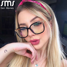 Carica l&#39;immagine nel visualizzatore di Gallery, Montature per occhiali ultraleggeri quadrati Cat Eye anti-luce blu Uomo Donna Occhiali ottici per computer Occhiali da vista retrò