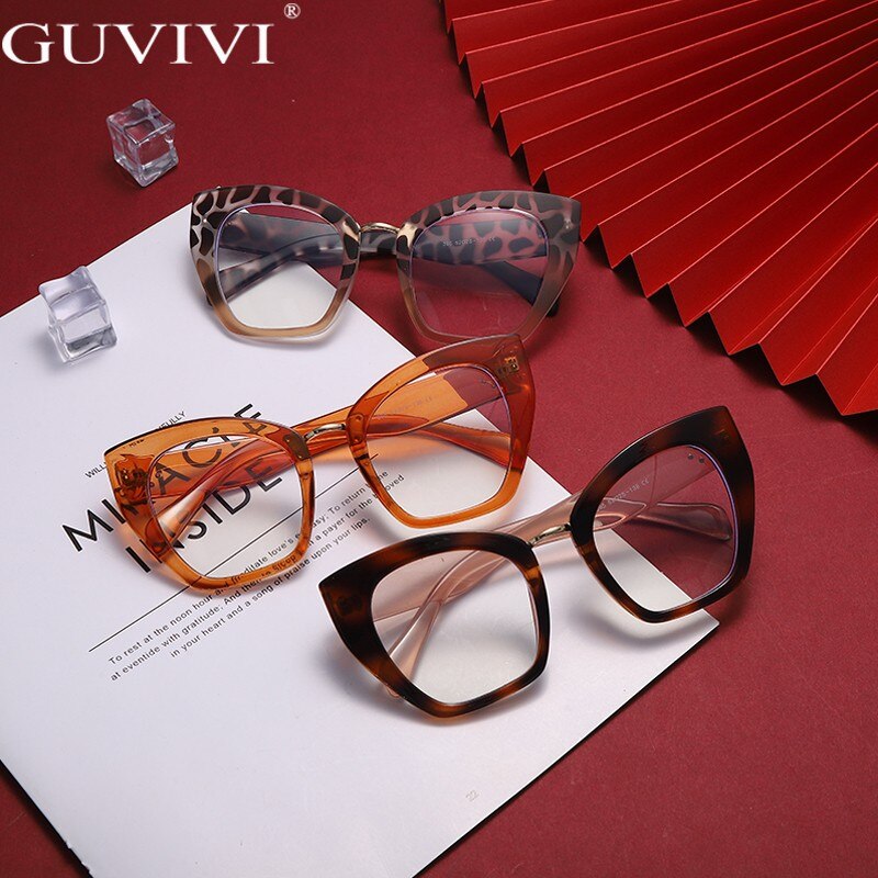 Square Cat Eye Optical Glasses Frames Anti Blue Light Blocking Glasses Women Oversized Computer Eyeglasses Unisex Eyewear