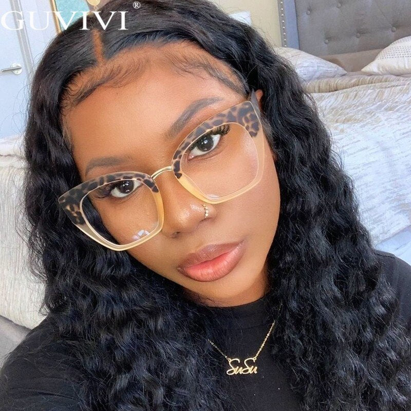 Square Cat Eye Optical Glasses Frames Anti Blue Light Blocking Glasses Women Oversized Computer Eyeglasses Unisex Eyewear